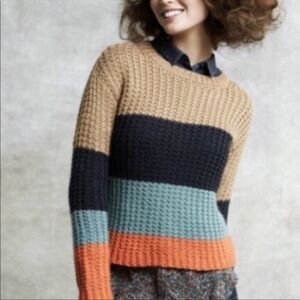 Anthropologie Sparrow color block striped wool blend knit sweater womens XS